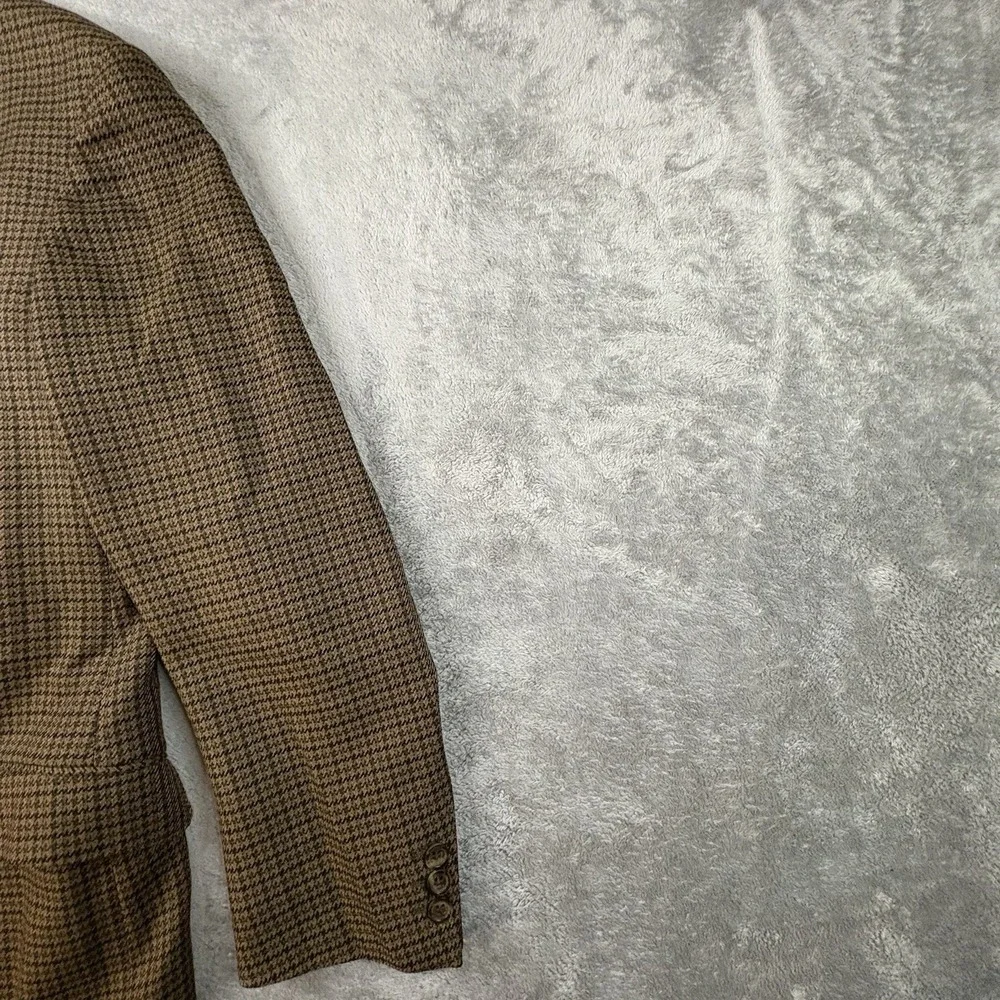 VTG Burberrys Men's ~40R Brown Olive Houndstooth Pure Wool Blazer West Germany
